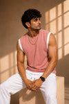 Dripz Sleeveless Cotton T-Shirt - Peach (Men)