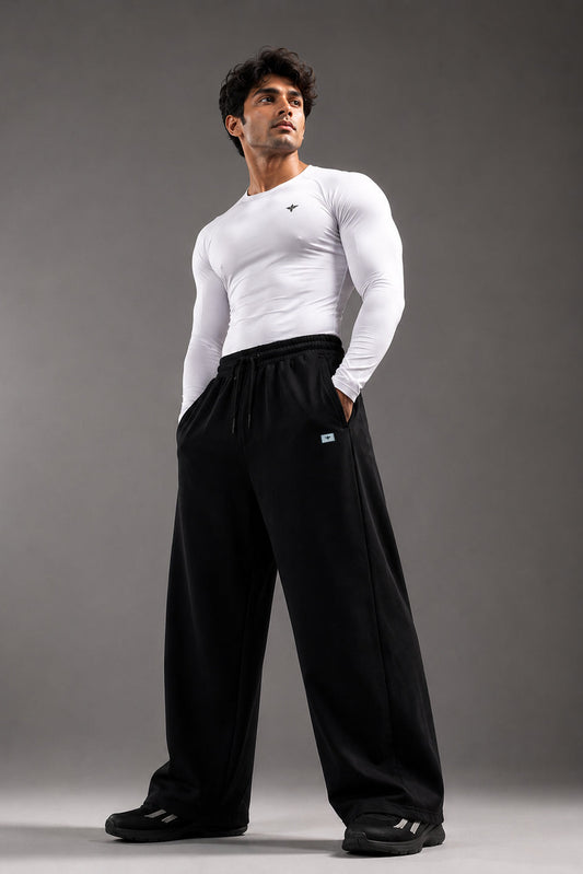 Legacy Relaxed Fit Cotton Track Pants - Black (Men)