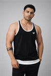 INDIAN HAWK Black Contrast Trim Gym Vest for Men