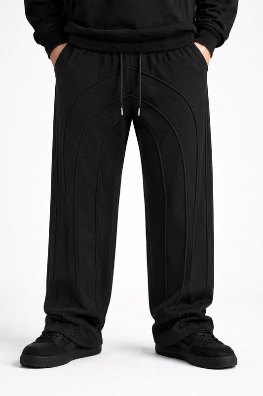 Alpha Baggy Fit Cotton Track Pants - Black (Men)