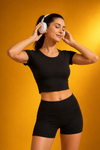 Livia Padded Air Mesh Nylon Top - Black (Women)