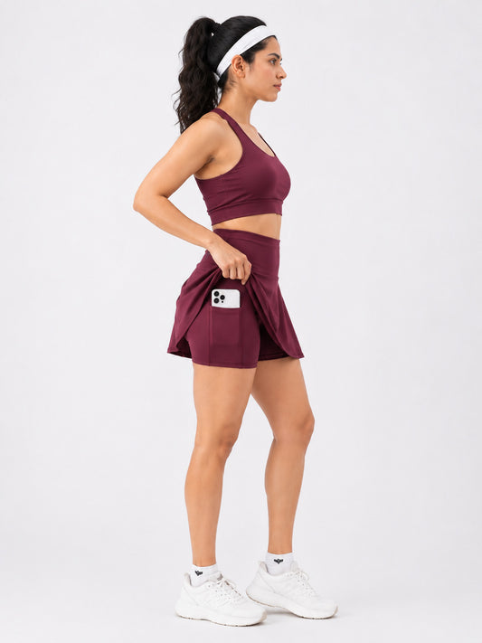 Flyte Nylon Dual Layer Skorts - Wine (Women)