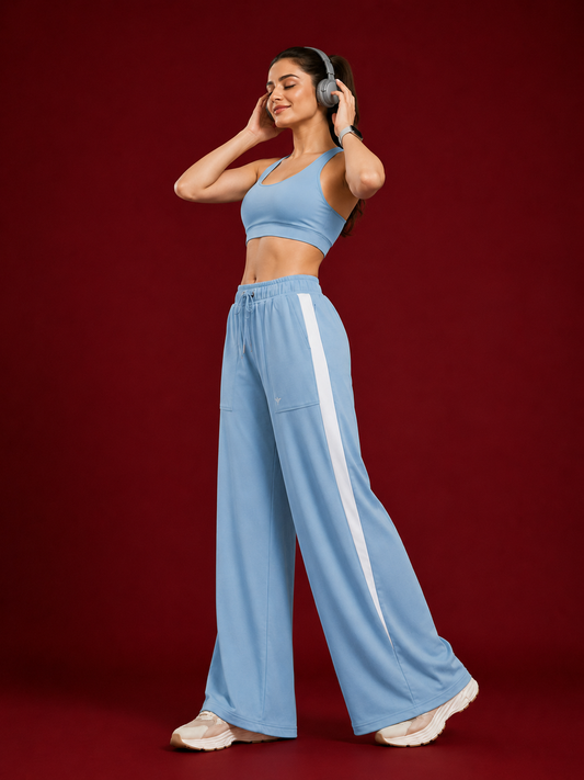 Evo Relaxed Fit Cotton Track Pants - Sky Blue (Women)