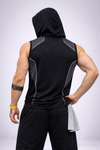 Shadow Sleeveless Cotton Sports Hoodie - Black (Men)