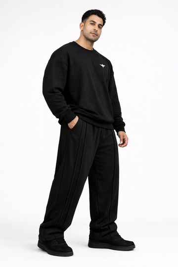 Alpha Relaxed Fit Cotton Track Pants - Black (Men)