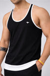 INDIAN HAWK Black Contrast Trim Gym Vest for Men