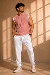 Dripz Sleeveless Cotton T-Shirt - Peach (Men)