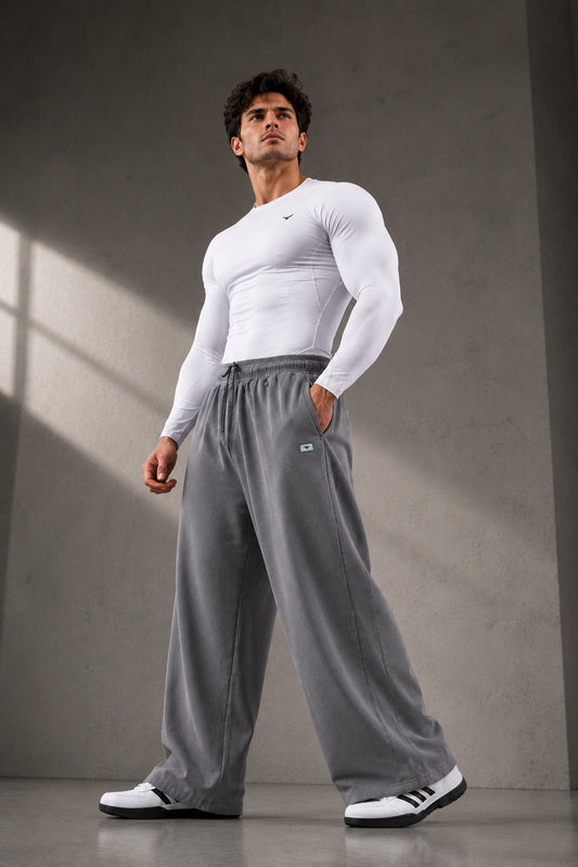 Legacy Relaxed Fit Cotton Track Pants - Grey (Men)