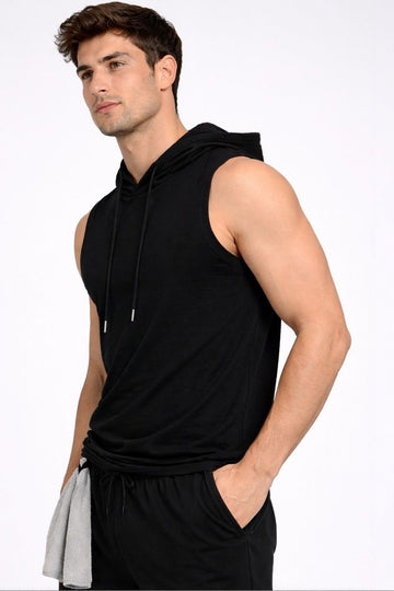 Raven Sports Sleeveless Cotton Hoodie - Black (Men)