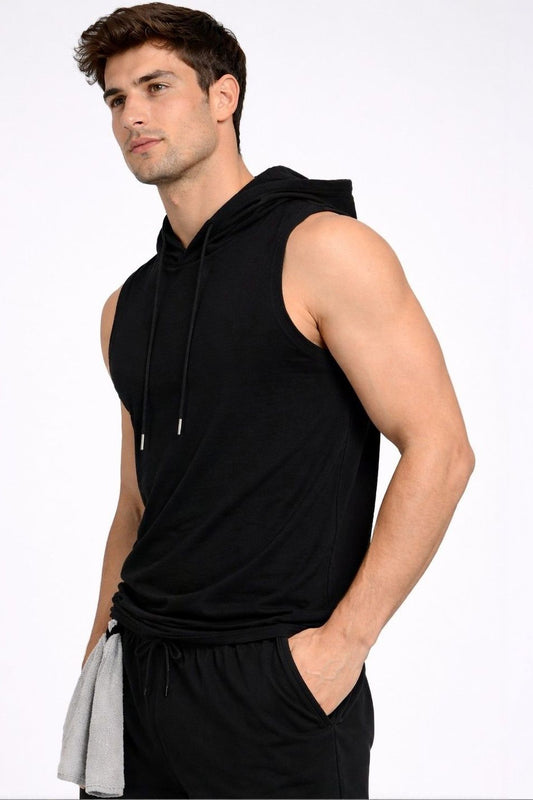 Raven Sports Sleeveless Cotton Hoodie - Black (Men)