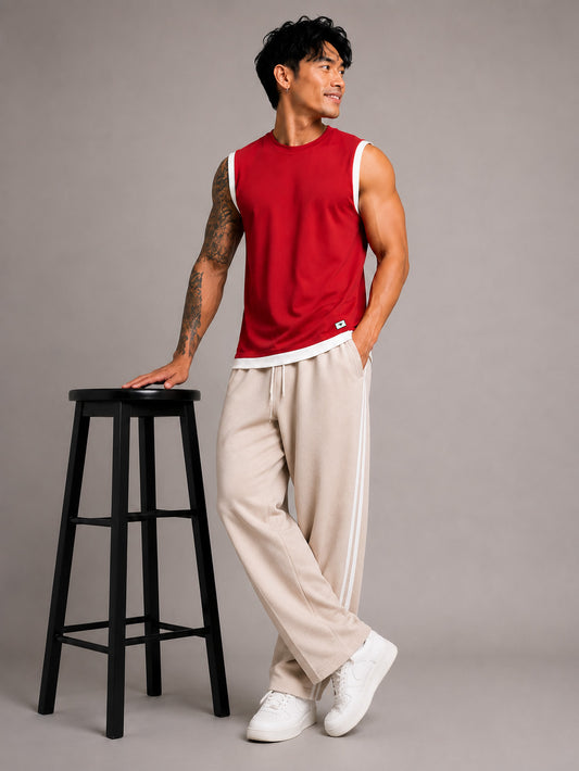 Dripz Sleeveless Cotton T-Shirt - Red (Men)