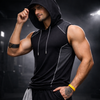 Shadow Sleeveless Cotton Sports Hoodie - Black (Men)