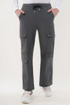 INDIAN HAWK Charcoal Grey Cargo Track Pants for Men
