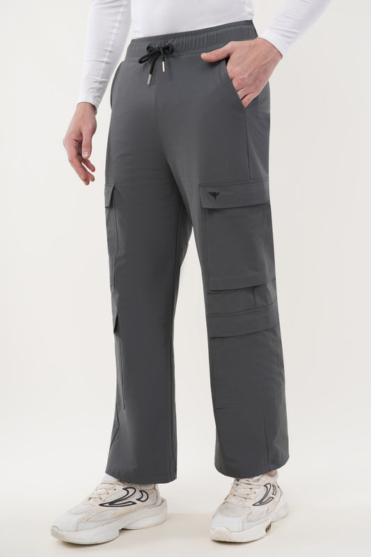 INDIAN HAWK Charcoal Grey Cargo Track Pants for Men