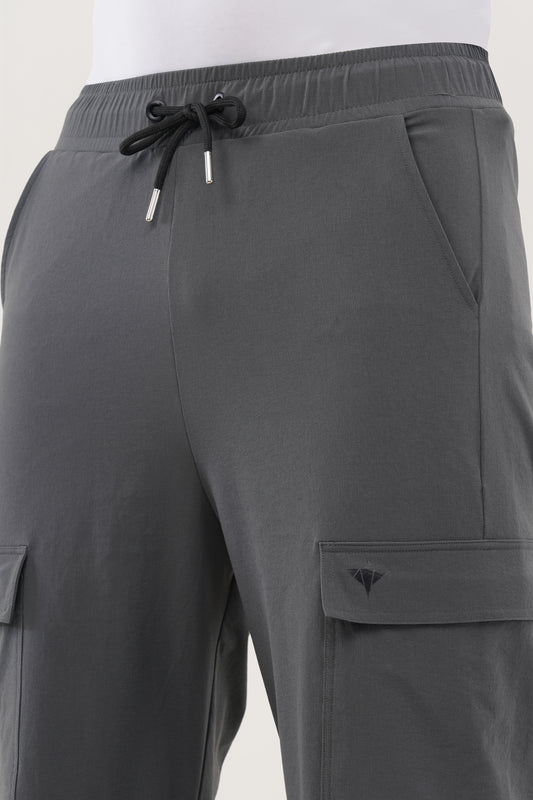 INDIAN HAWK Charcoal Grey Cargo Track Pants for Men