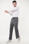 INDIAN HAWK Charcoal Grey Cargo Track Pants for Men
