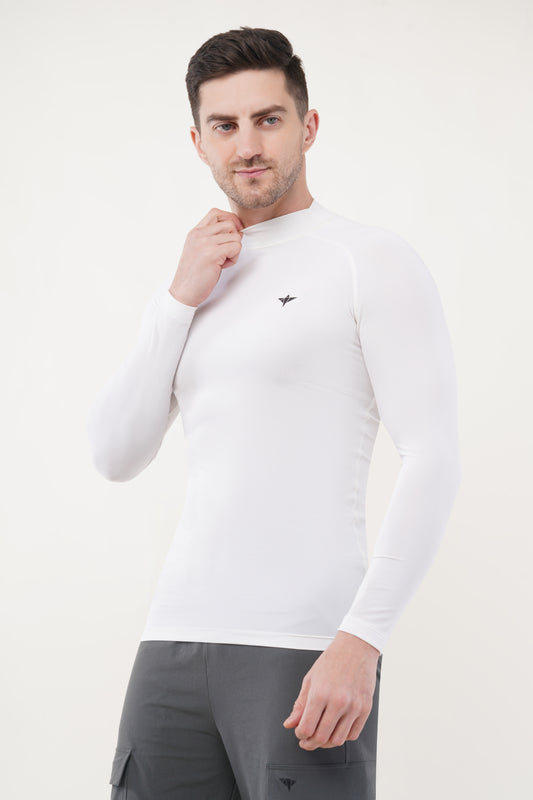 INDIAN HAWK Men’s White Full Sleeve Compression T-Shirt