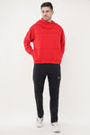 Flame Oversized Cotton Hoodie - Red (Men)