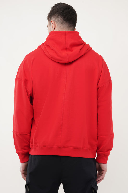 INDIAN HAWK Men’s Red Oversized Hoodie Sweatshirt