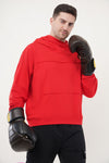 Flame Oversized Cotton Hoodie - Red (Men)