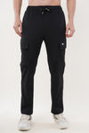 INDIAN HAWK Black Slim Fit Cargo Track Pants for Men