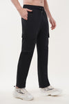 INDIAN HAWK Black Slim Fit Cargo Track Pants for Men