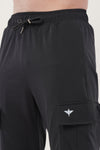 INDIAN HAWK Black Slim Fit Cargo Track Pants for Men
