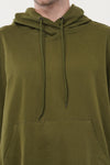 Raw Oversized Cotton Hoodie - Olive Green (Men)