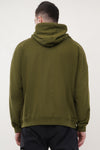 Raw Oversized Cotton Hoodie - Olive Green (Men)