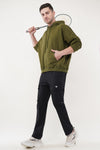 Raw Oversized Cotton Hoodie - Olive Green (Men)