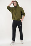 Raw Oversized Cotton Hoodie - Olive Green (Men)