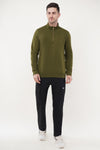 Shine Regular Fit Cotton Sweatshirt - Olive Green (Men)