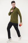 Shine Regular Fit Cotton Sweatshirt - Olive Green (Men)