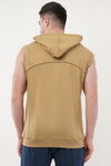 Roar Sleeveless Regular Fit Cotton Hoodie - Mustard Yellow (Men)