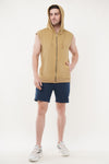 Roar Sleeveless Regular Fit Cotton Hoodie - Mustard Yellow (Men)