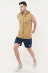 Roar Sleeveless Regular Fit Cotton Hoodie - Mustard Yellow (Men)