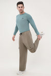 Elevate Loose Fit Nylon Cargo Track Pants - Olive Green (Men)
