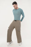 Elevate Loose Fit Nylon Cargo Track Pants - Olive Green (Men)