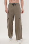 Elevate Loose Fit Nylon Cargo Track Pants - Olive Green (Men)