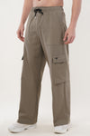 Elevate Loose Fit Nylon Cargo Track Pants - Olive Green (Men)