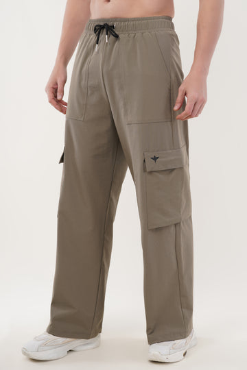 Elevate Loose Fit Nylon Cargo Track Pants - Olive Green (Men)