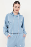 Snug Relaxed Fit Cotton Hoodie - Sky Blue (Women)