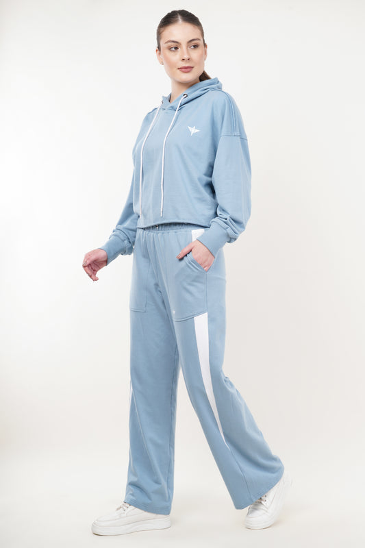 INDIAN HAWK Premium Sky Blue Hooded Sweatshirt for Women