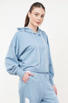 Snug Relaxed Fit Cotton Hoodie - Sky Blue (Women)