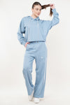 Snug Relaxed Fit Cotton Hoodie - Sky Blue (Women)