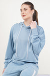 Snug Relaxed Fit Cotton Hoodie - Sky Blue (Women)