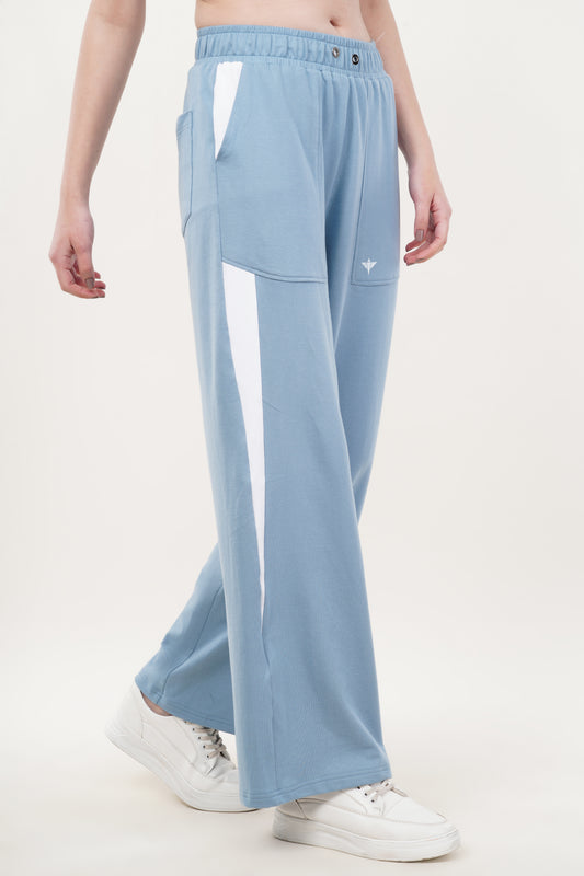 INDIAN HAWK Women’s Sky Blue Wide-Leg Track Pants