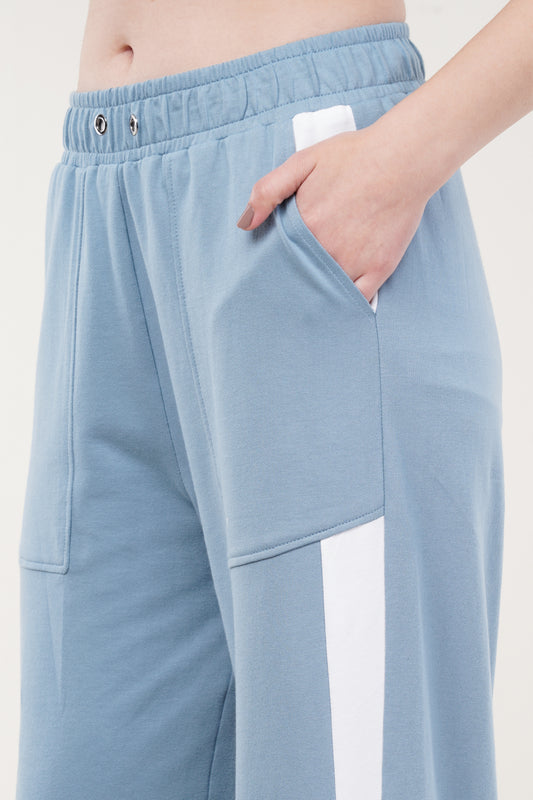 INDIAN HAWK Women’s Sky Blue Wide-Leg Track Pants