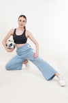 Street Relaxed Fit Cotton Track Pants - Sky Blue (Women)
