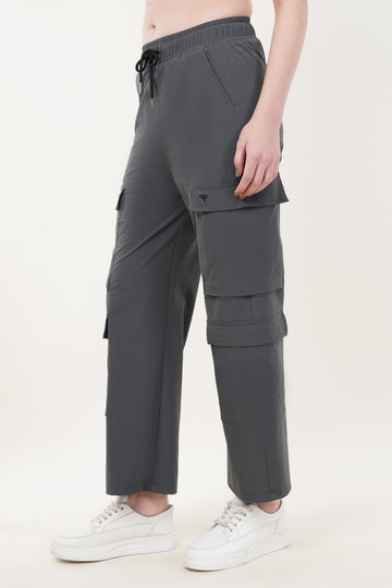 Vortex Regular Fit Nylon Cargo Track Pants - Charcoal Grey (Women)
